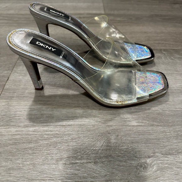 DKNY Women's Silver Heeled Sandals - Picture 1 of 2